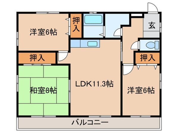 マ－ベラス栄和Ｂ棟の物件間取画像